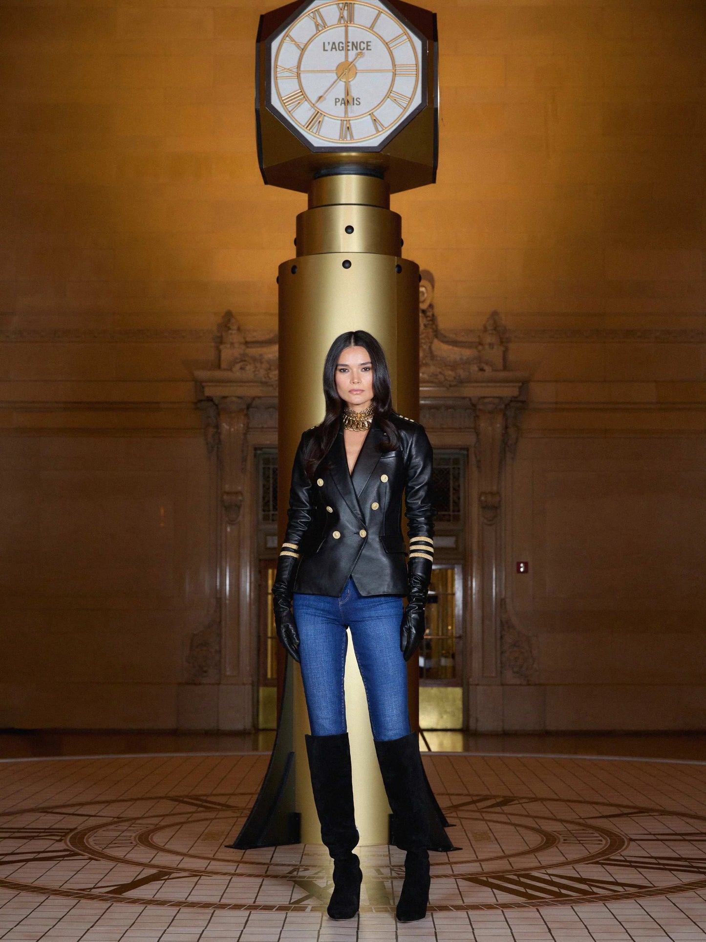 Kenzie Leather Blazer Black - L'AGENCE