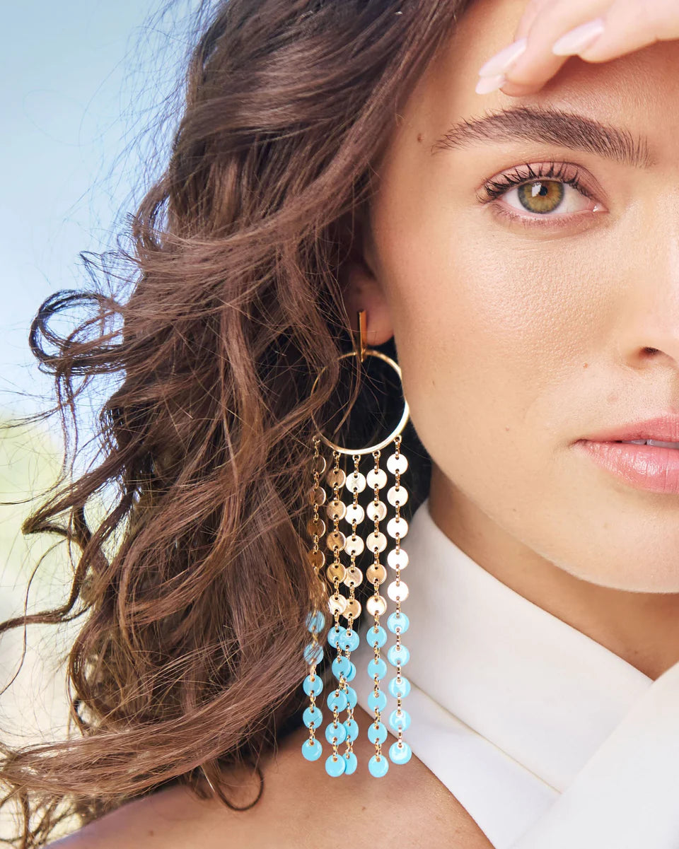 Miraya Enamel Chandelier Earrings Bazaar Blue - Ramy Brook