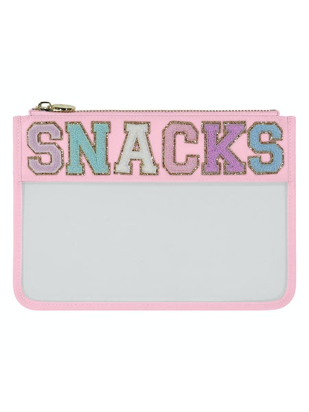 "Snacks" Clear Flat Pouch Flamingo - Stoney Clover Lane