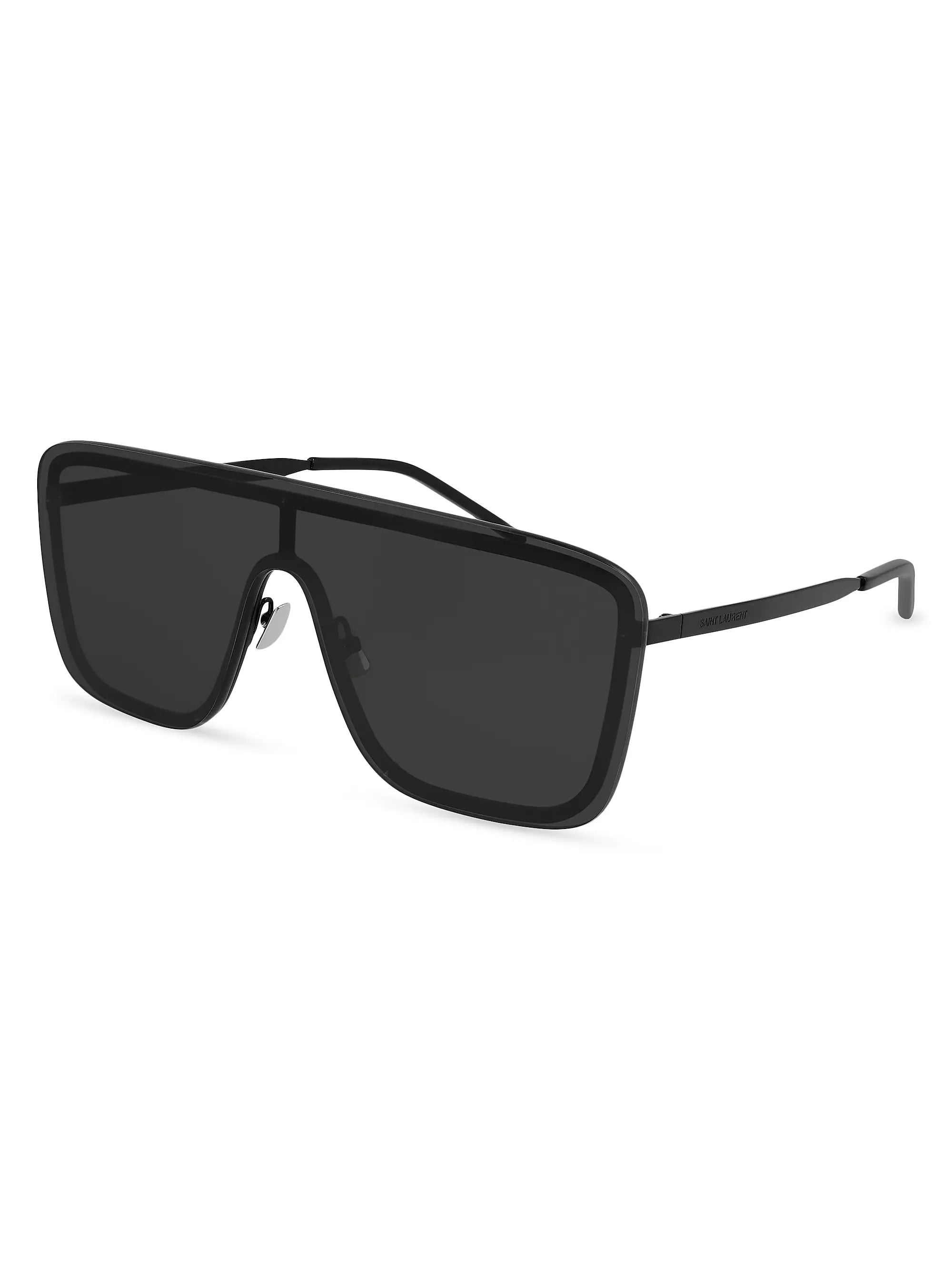 Unisex Mask Metal Shield Sunglasses Black - Saint Laurent