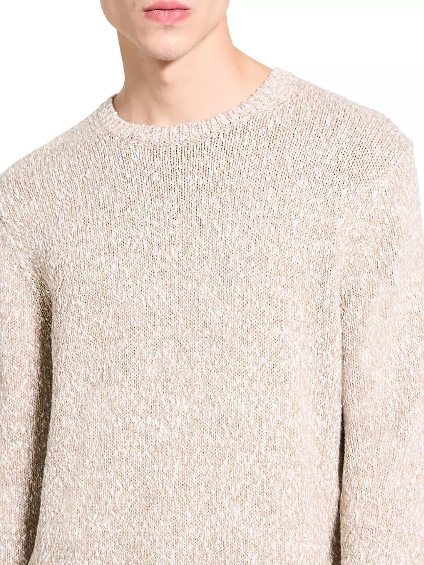 Mauno Crewneck Sweater in Heathered Cotton Pumice - Theory Men