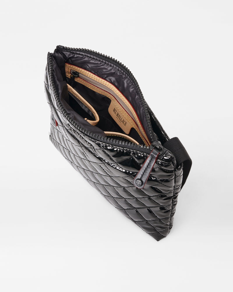 Metro Flat Crossbody Black Lacquer - MZ Wallace