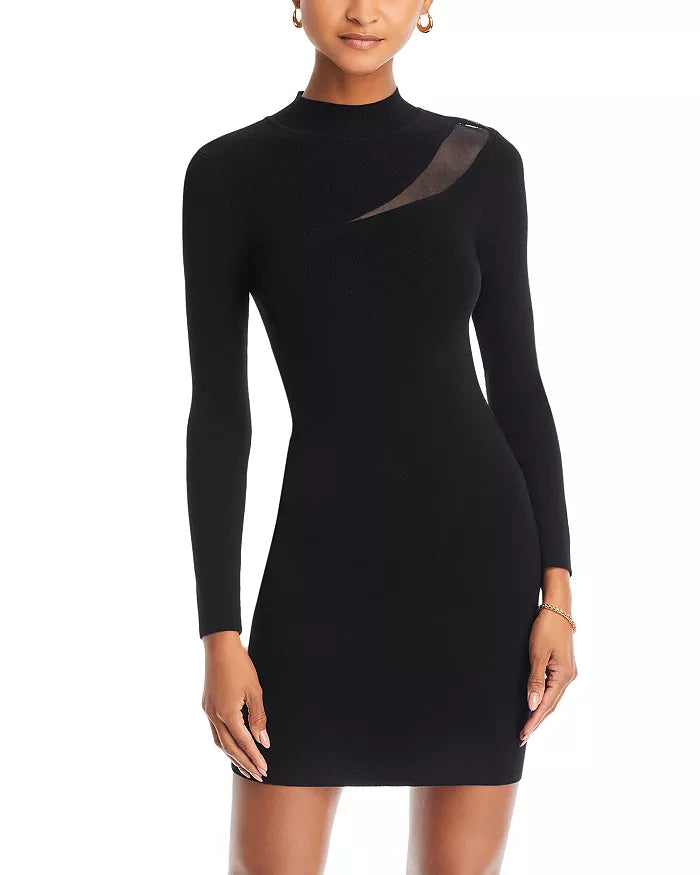 Ren Sheer Cut Out Mini Dress Black - MILLY Ren Sheer Cut Out Mini Dress Black - MILLY