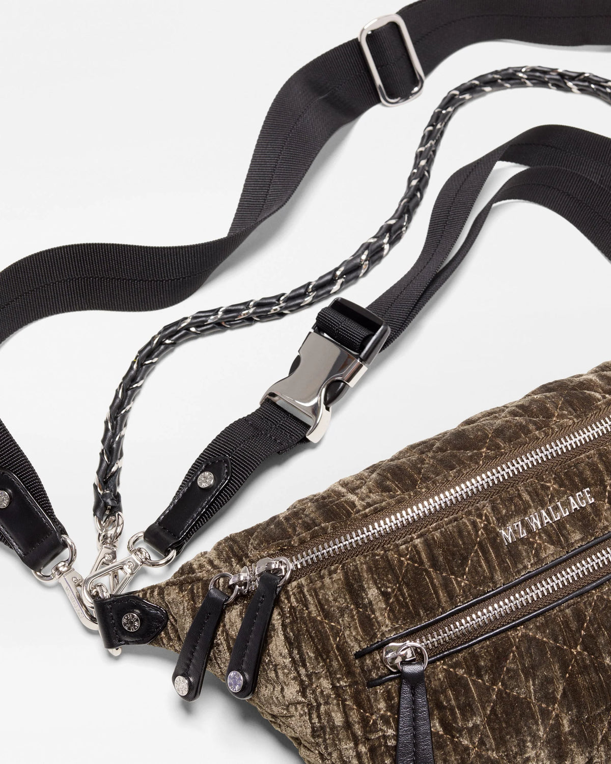 Small Crosby Crossbody Sling Pecan Brown Velvet - MZ Wallace