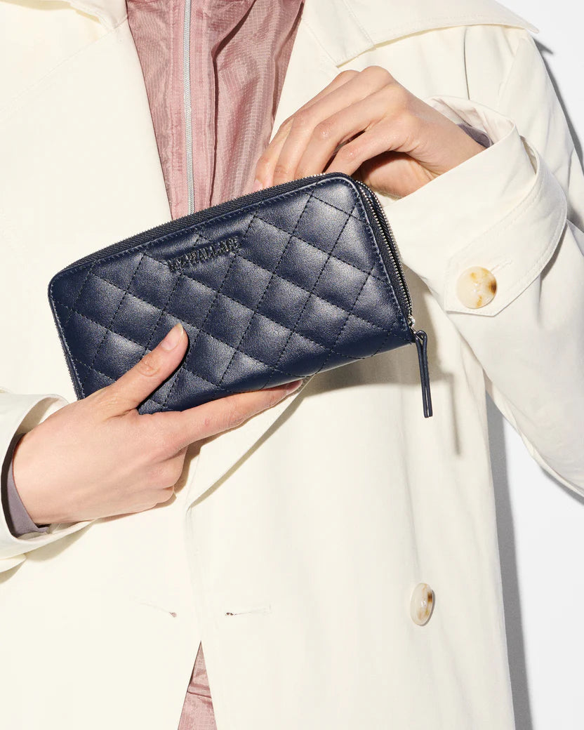 Long Zip Round Wallet Dark Navy - MZ Wallace