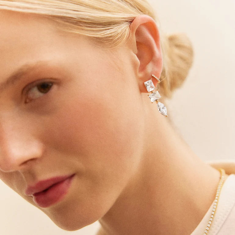 Ally Crystal Drop Earrings Gold - BaubleBar