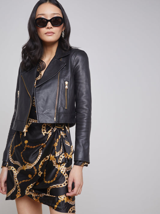 Onna Black Leather Jacket- L'AGENCE
