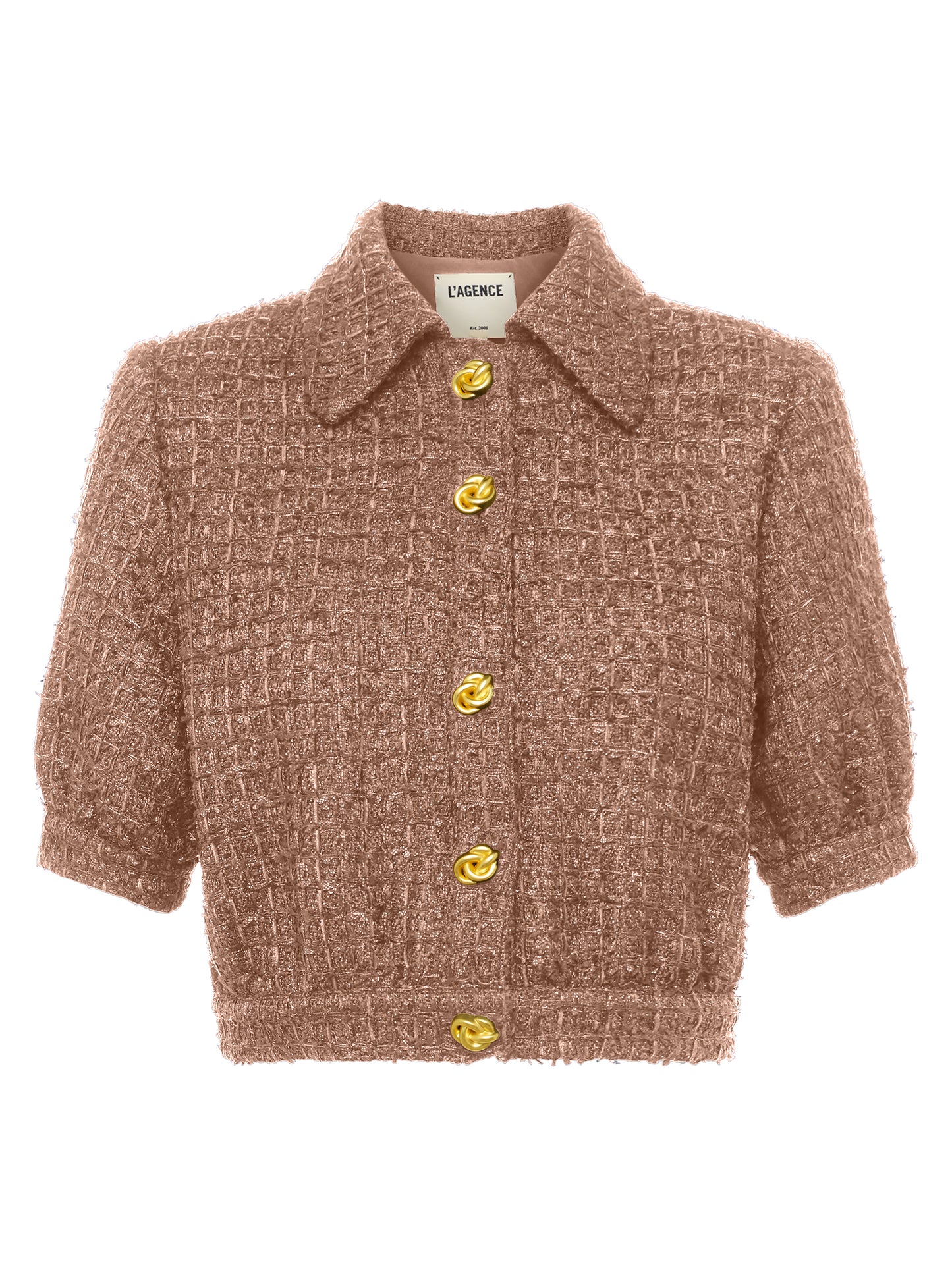 Cove Cropped Tweed Jacket Cappuccino - L'AGENCE