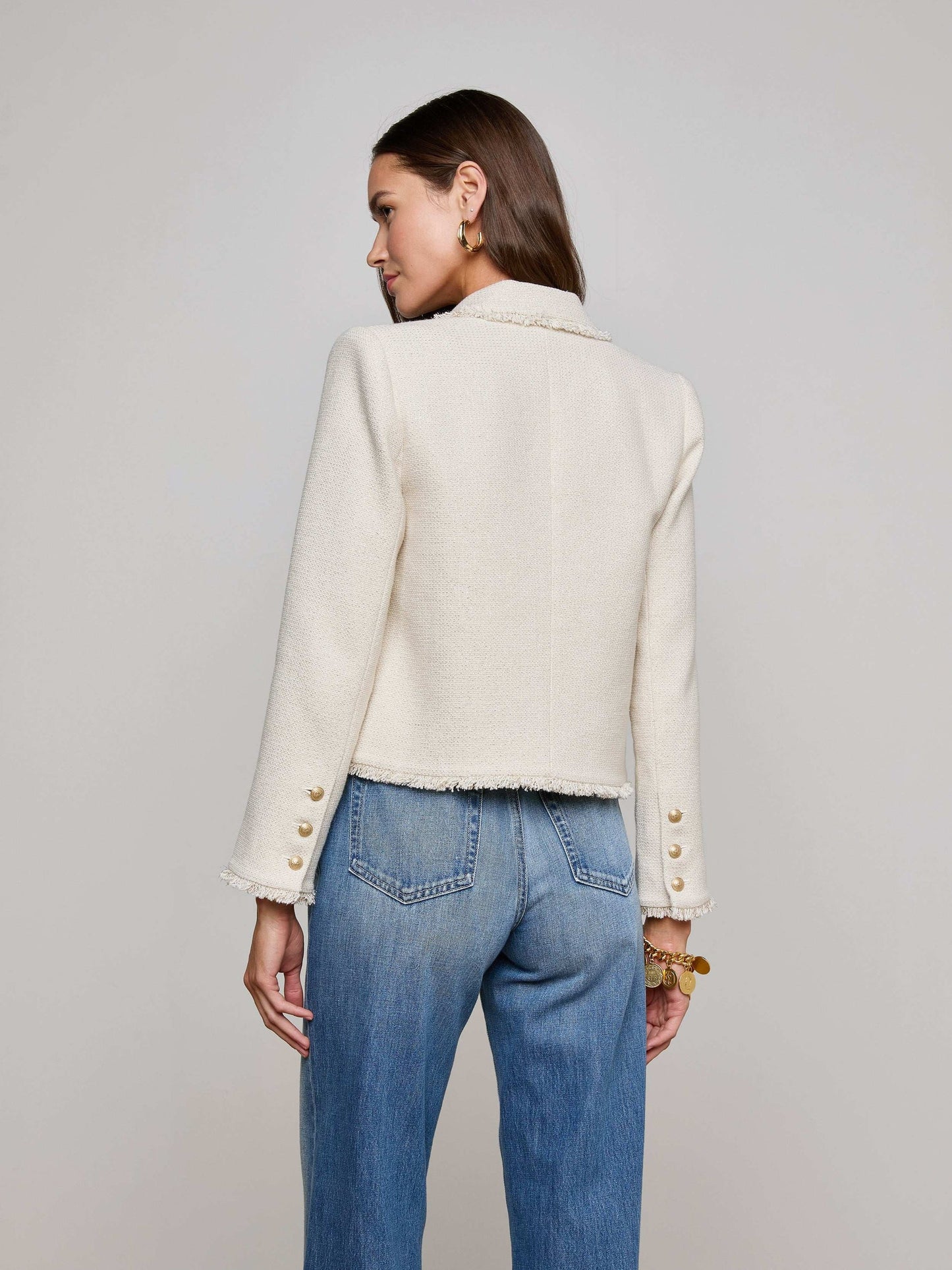 Sylvia Tweed Jacket Ivory/Light Gold - L'AGENCE