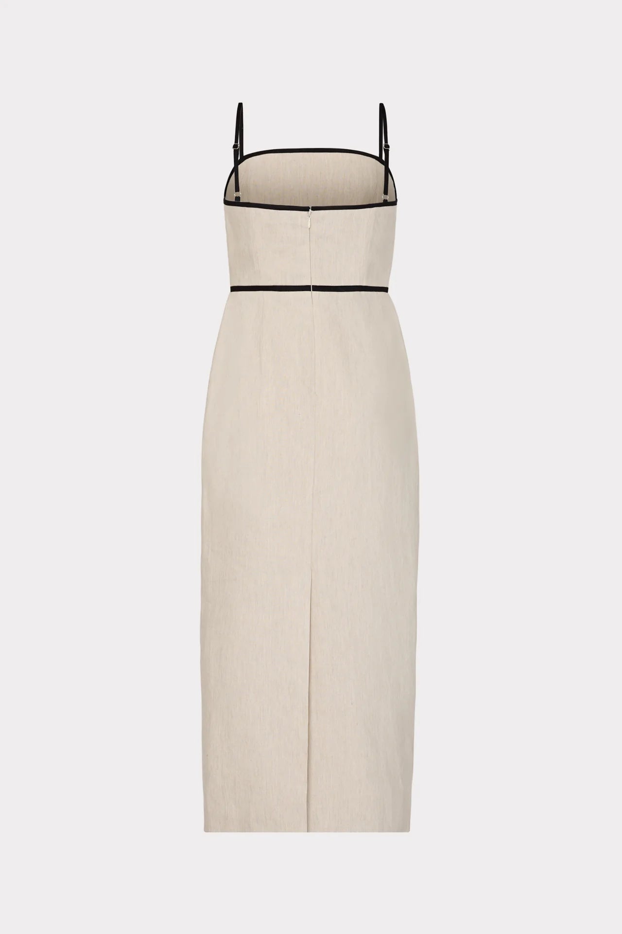 Mara Linen Contrast Midi Dress Natural - MILLY