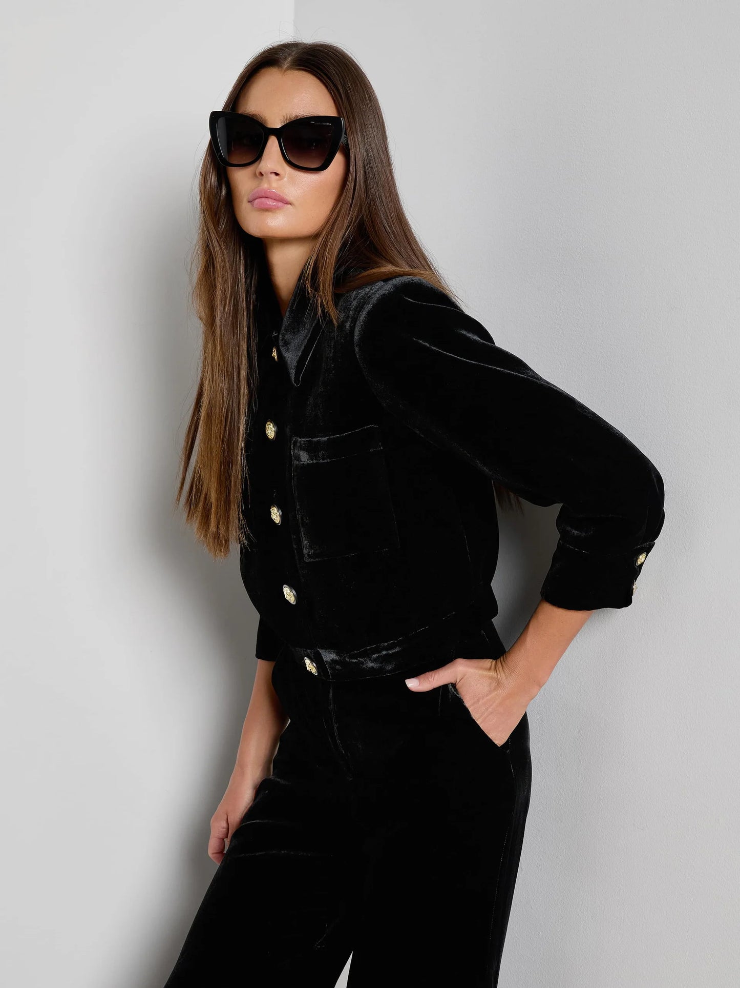 Jia Velvet Jacket Black - L'AGENCE