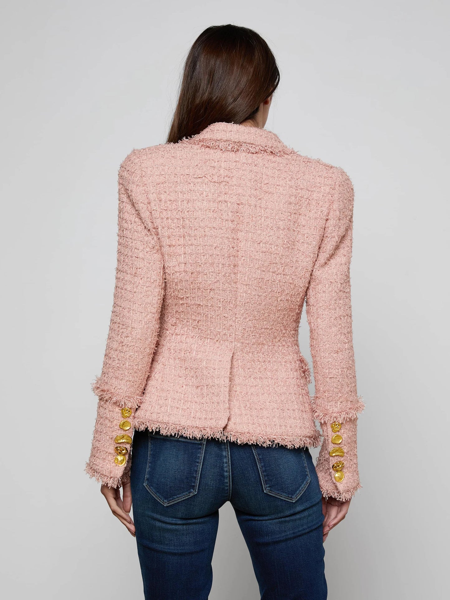 Kaisley Tweed Blazer Dusty Pink - L'AGENCE