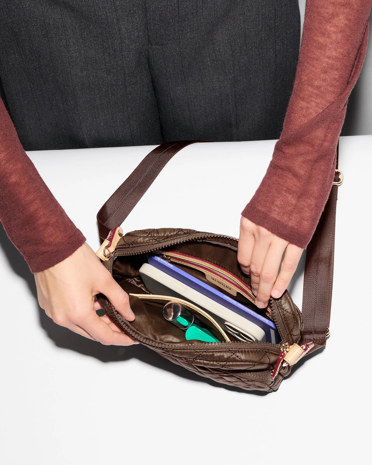 Small Metro Camera Crossbody Bag Walnut - MZ Wallace