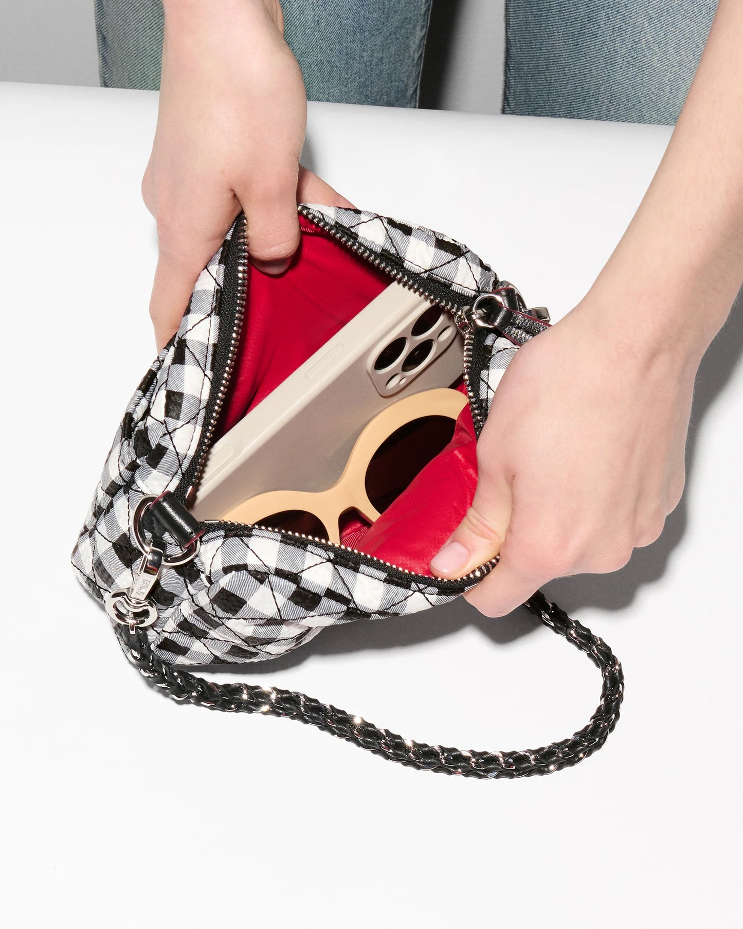 Mini Crosby Crossbody Black/White Gingham - MZ Wallace