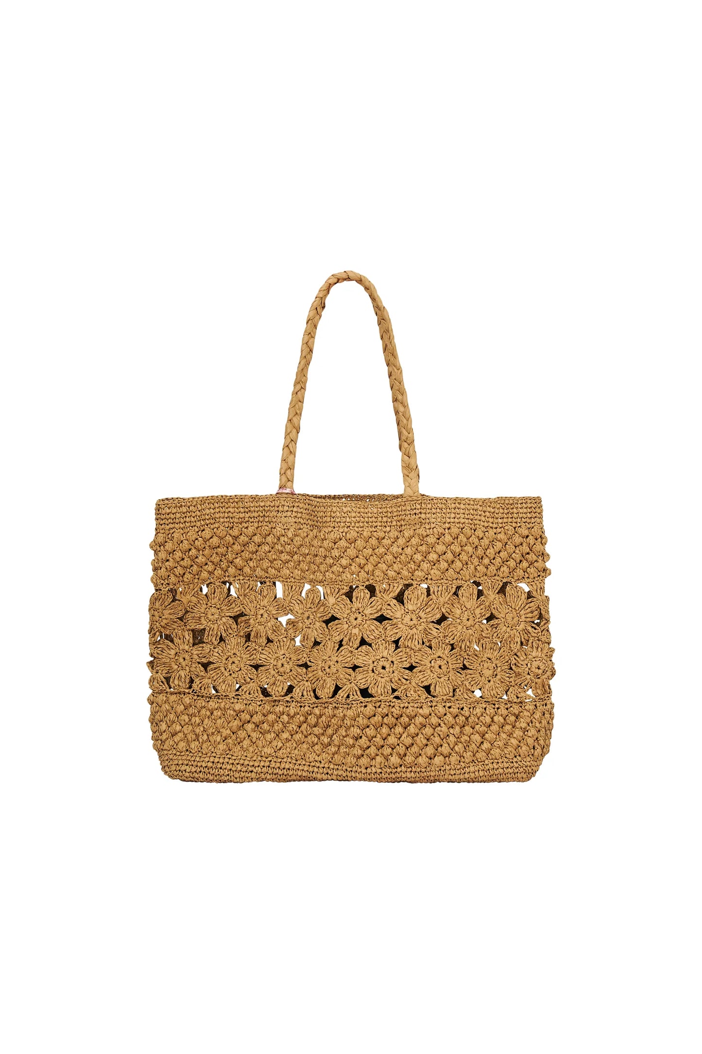 Large Sharlo Floral Straw Bag Tan - LoveShackFancy