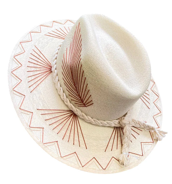 Vallarta Fine Palm Hat Terracotta - Chisme Lifestyle