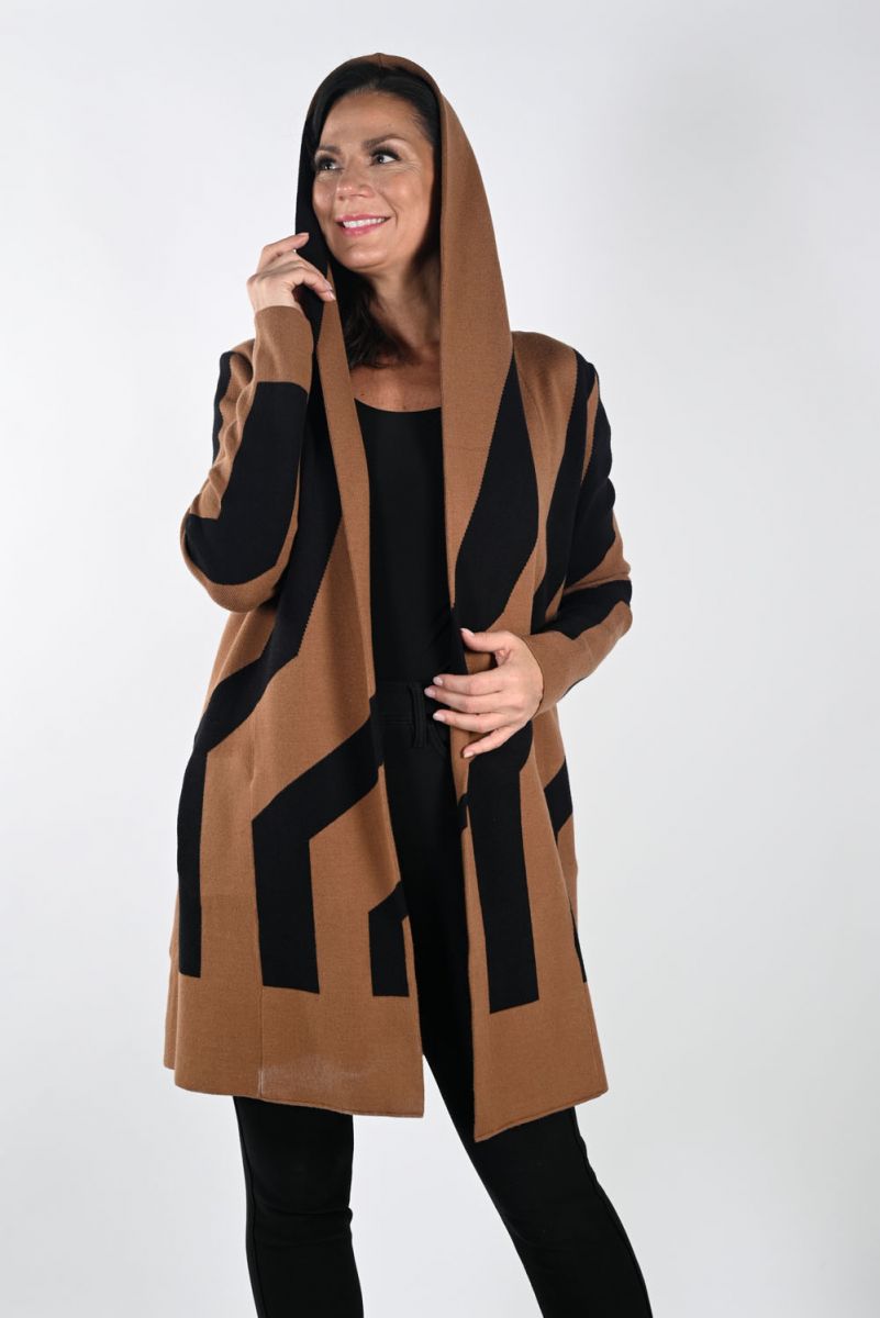 Wrap Knit Cardigan Brown/Black - Frank Lyman