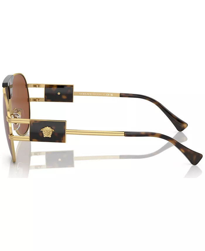 Pilot Sunglasses Dark Brown/Gold - Versace