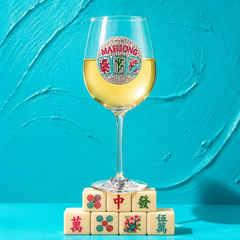 Mahjong Stemmed Wine Glass - The Queens Jewels