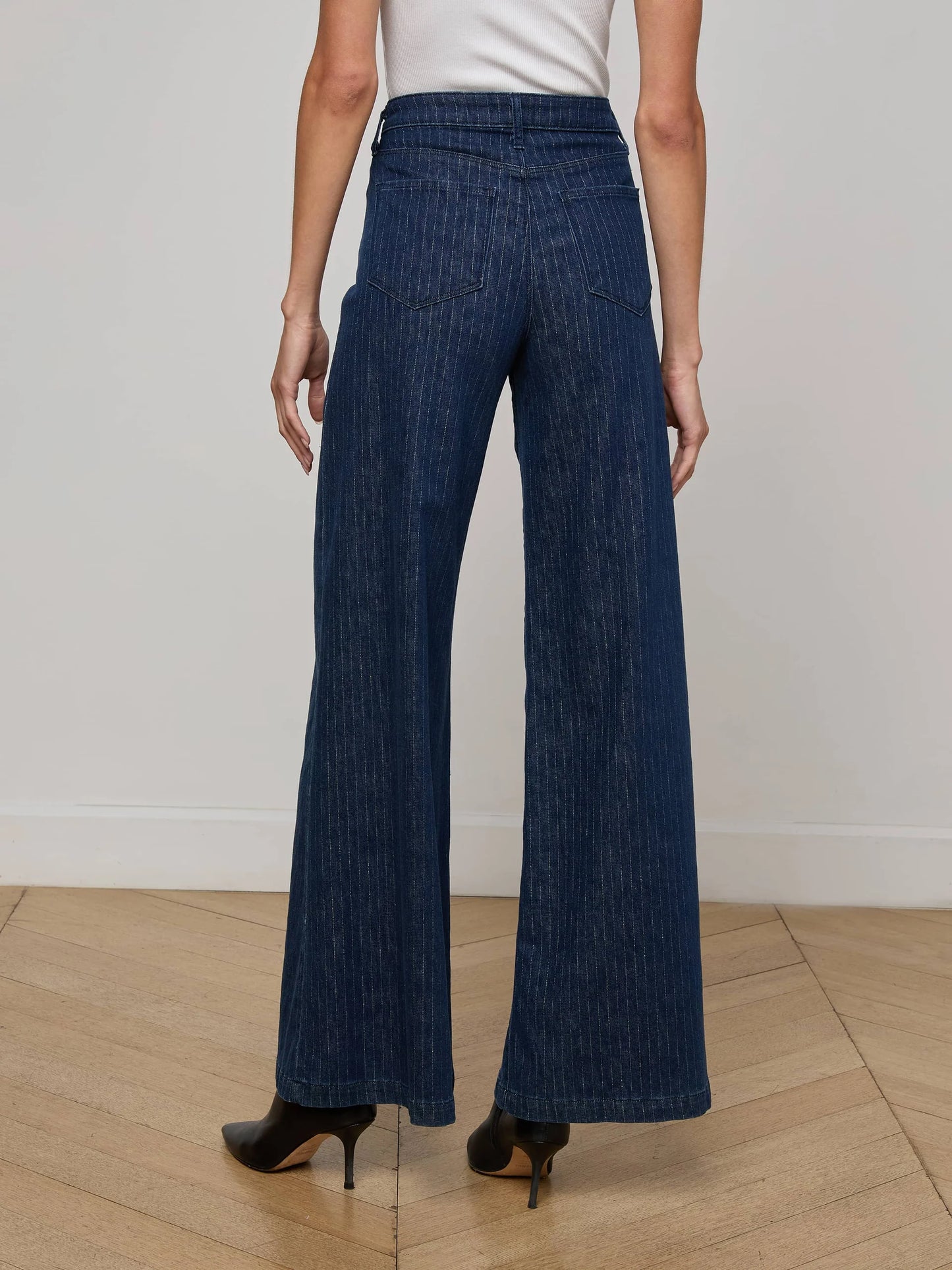 Quincy Pinstriped Jean Ebony Stripe - L'AGENCE