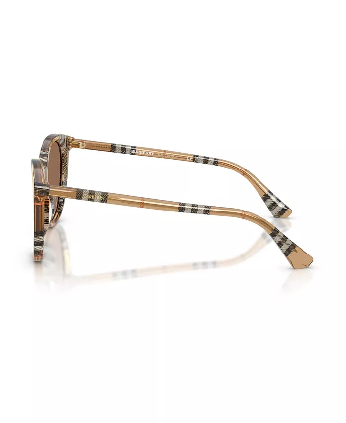 Check Round Sunglasses Sand - Burberry