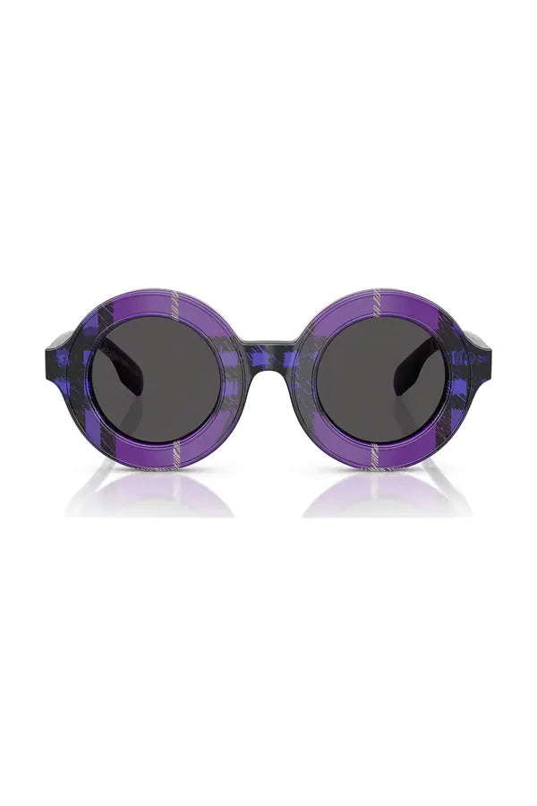 Kids Check Round Sunglasses Violet - Burberry