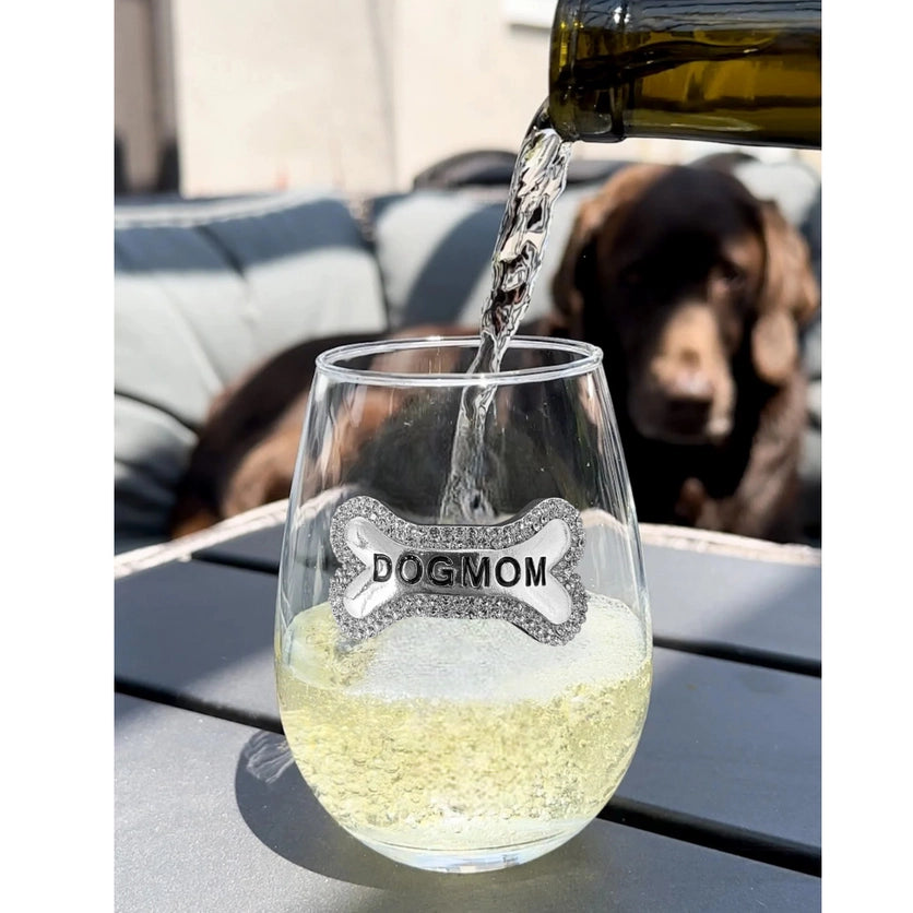 Dog Mom Stemless Wine Glass - The Queens Jewels