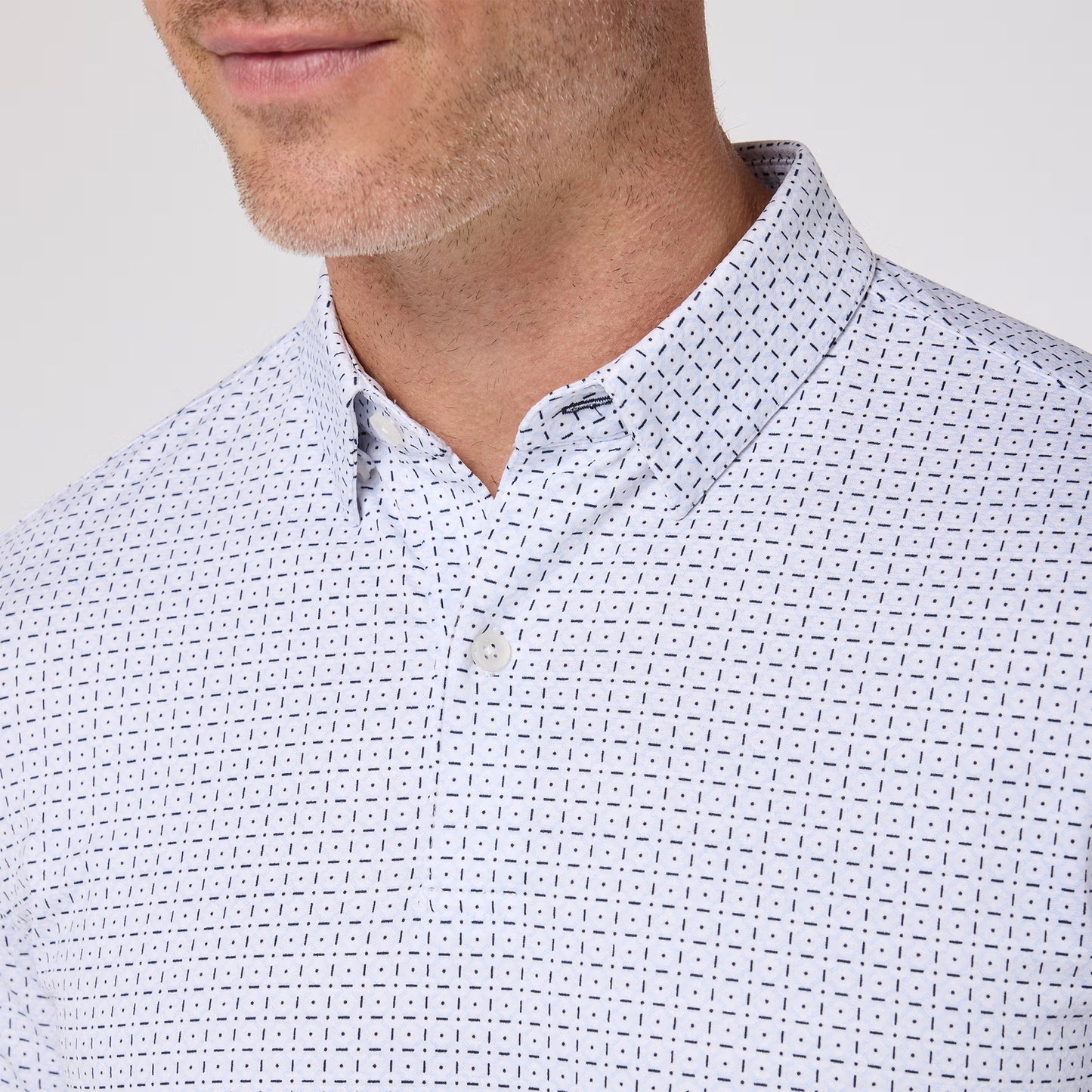 Halyard Polo White Diagonal Dot - Mizzen + Main