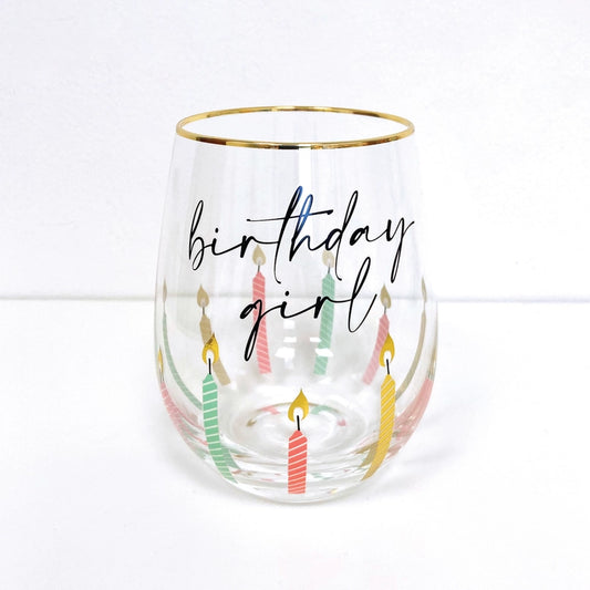 Birthday Girl Stemless Wine Glass Multi - 8 Oak Lane