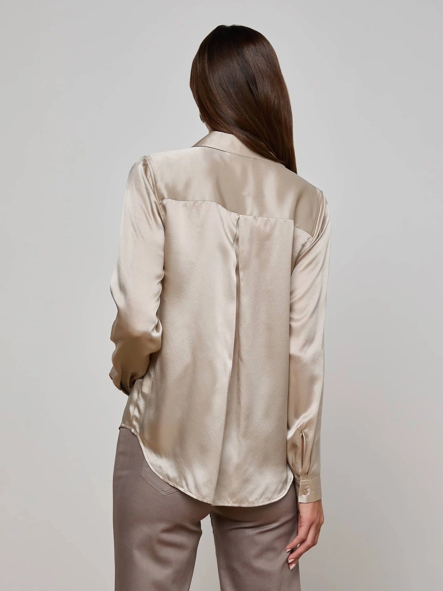 Tyler Silk Blouse Smoke Grey - L'AGENCE