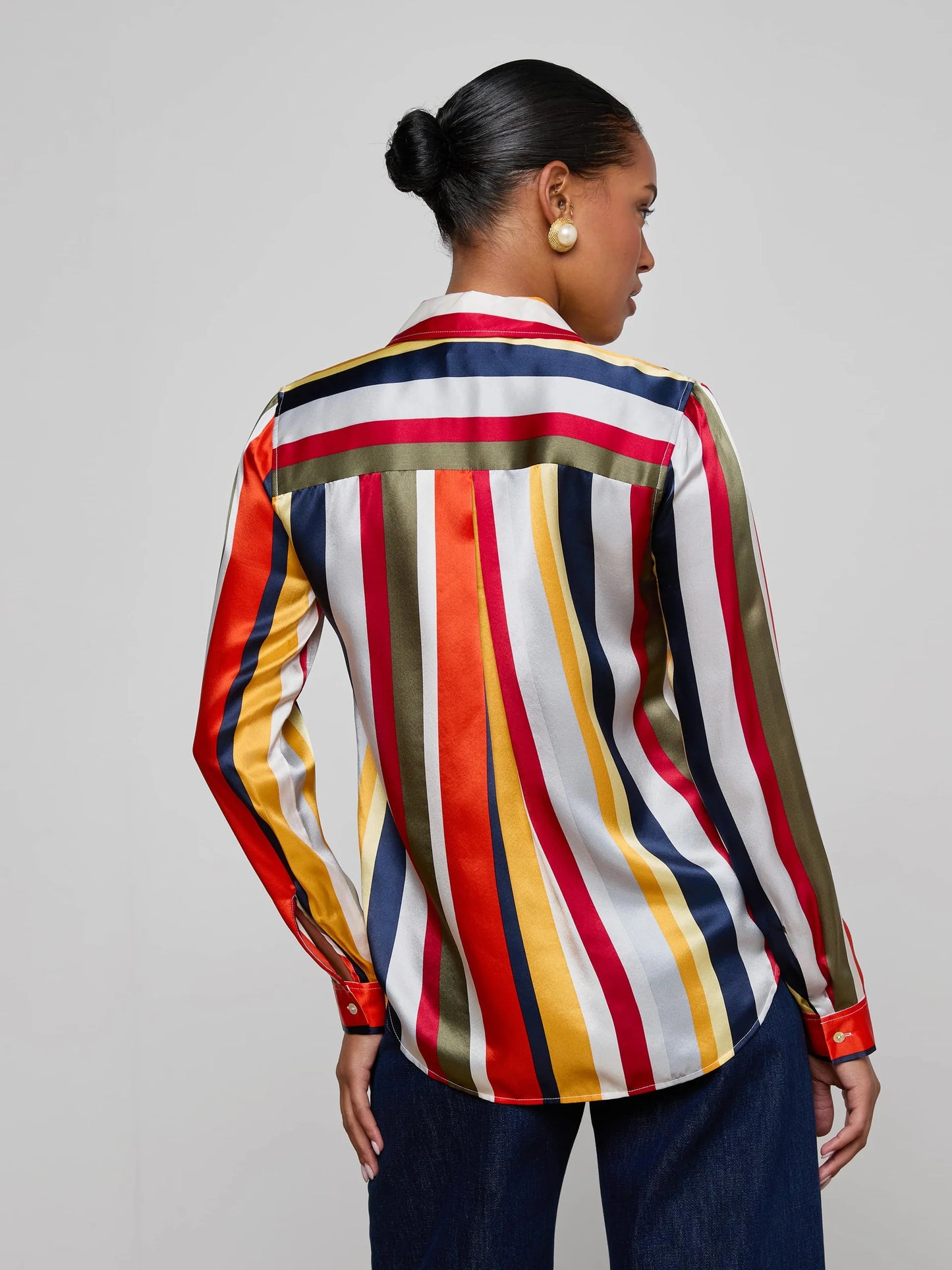 Tyler Silk Blouse Multi Bright Stripe - L'AGENCE