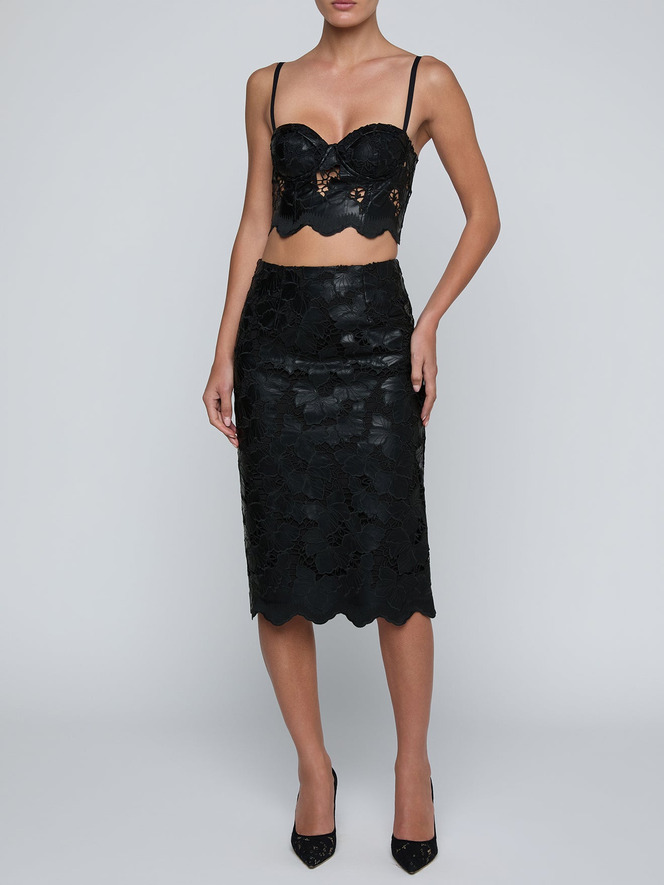 Sonya Vegan Leather Bralette Black - L'AGENCE