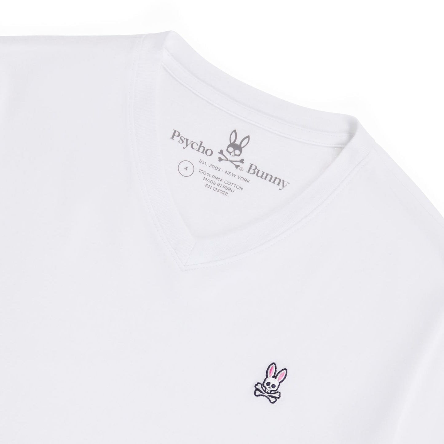 Classic V Neck Tee White - Psycho Bunny