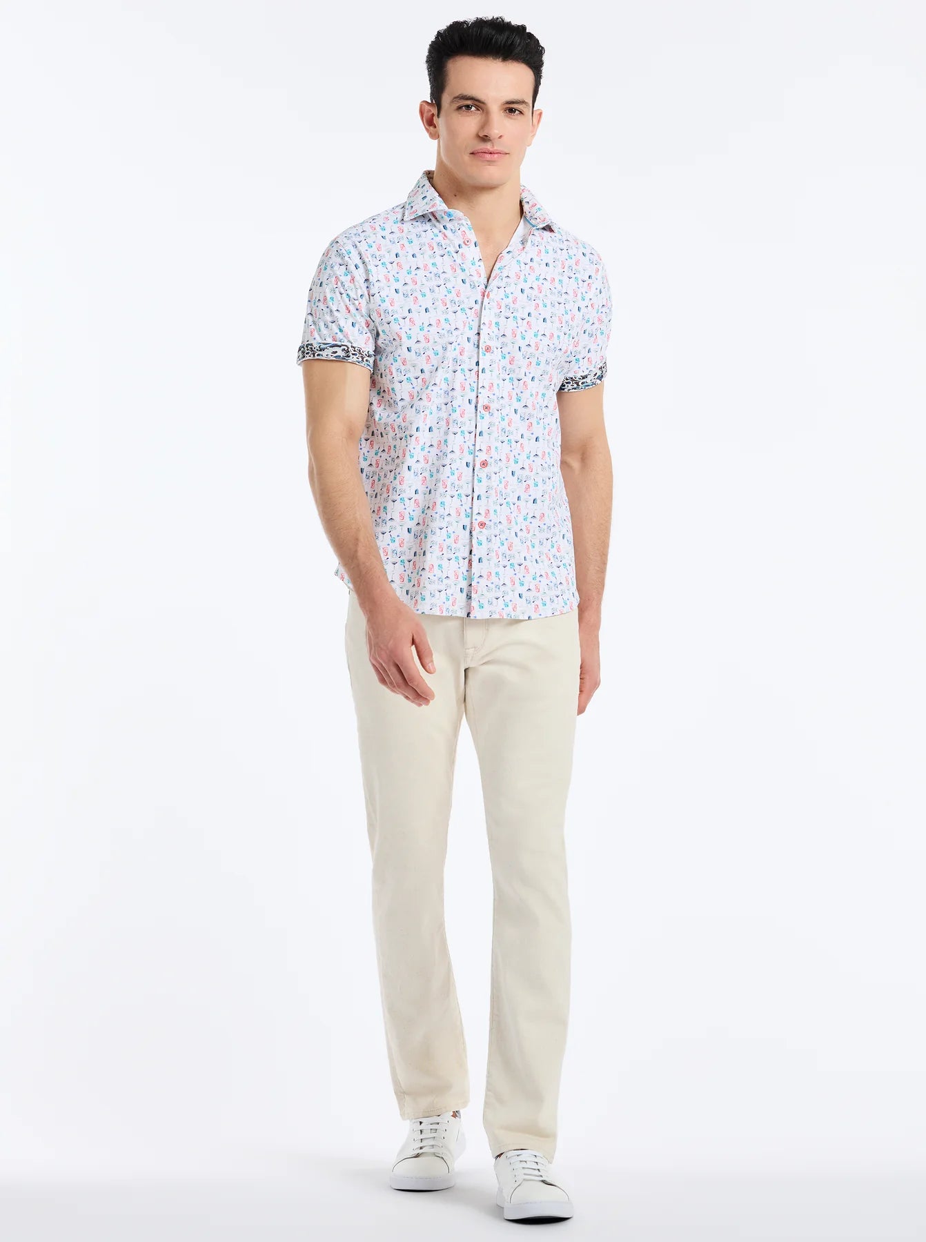 Mix N Match Short Sleeve Button Down Shirt White - Robert Graham