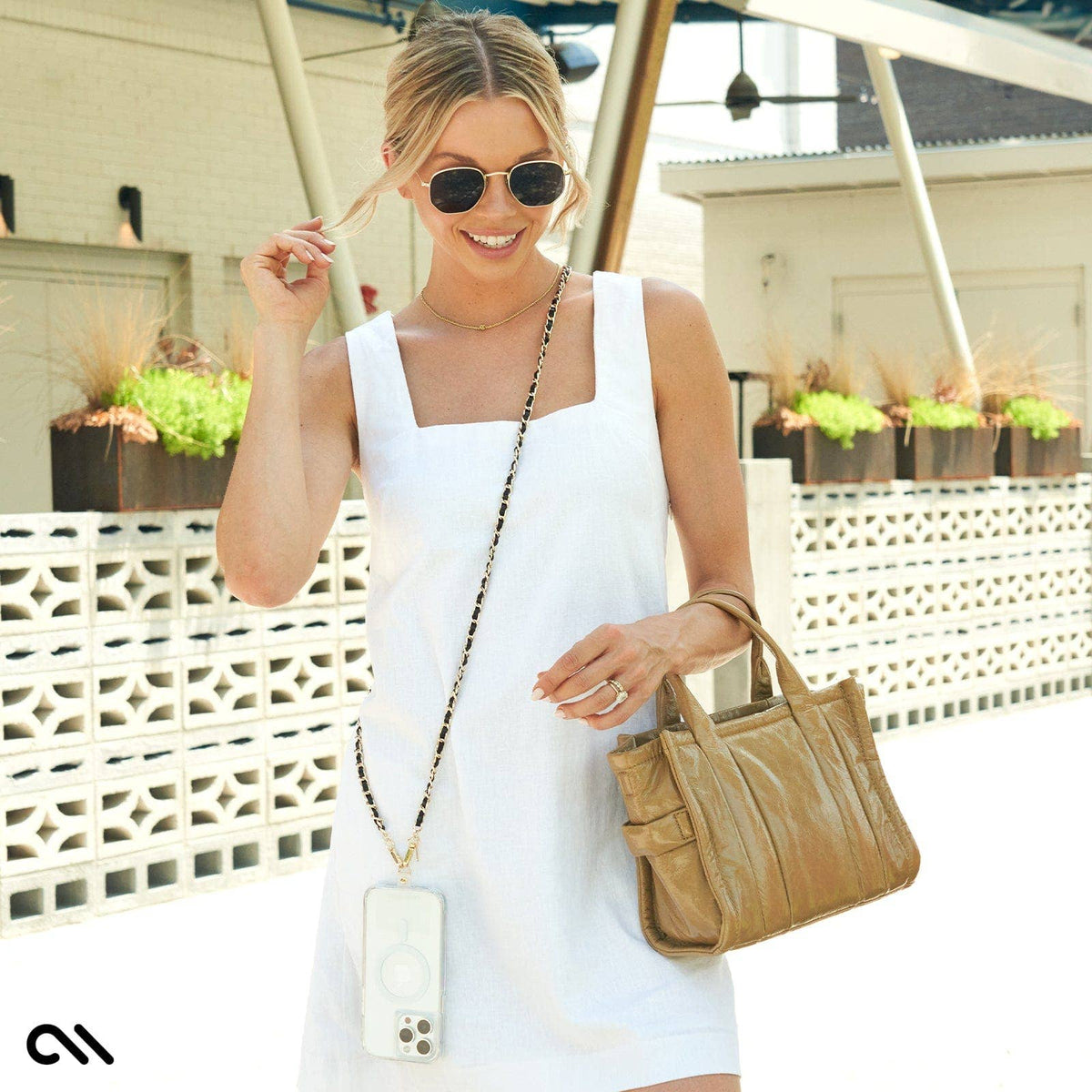 Gold Chain/Black Leather Phone Crossbody - Case-Mate