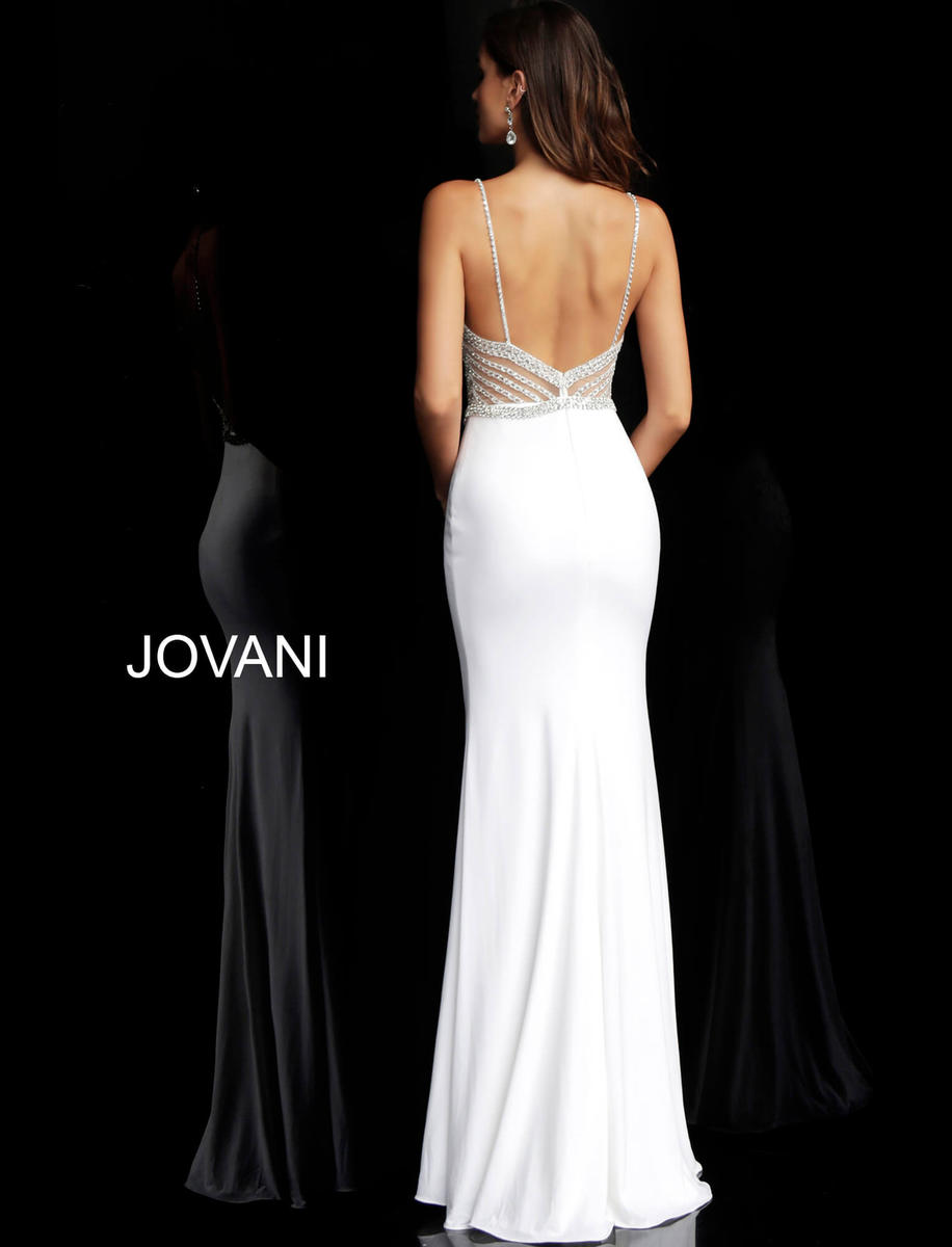 Fitted Embellished White Long Gown Off White - Jovani