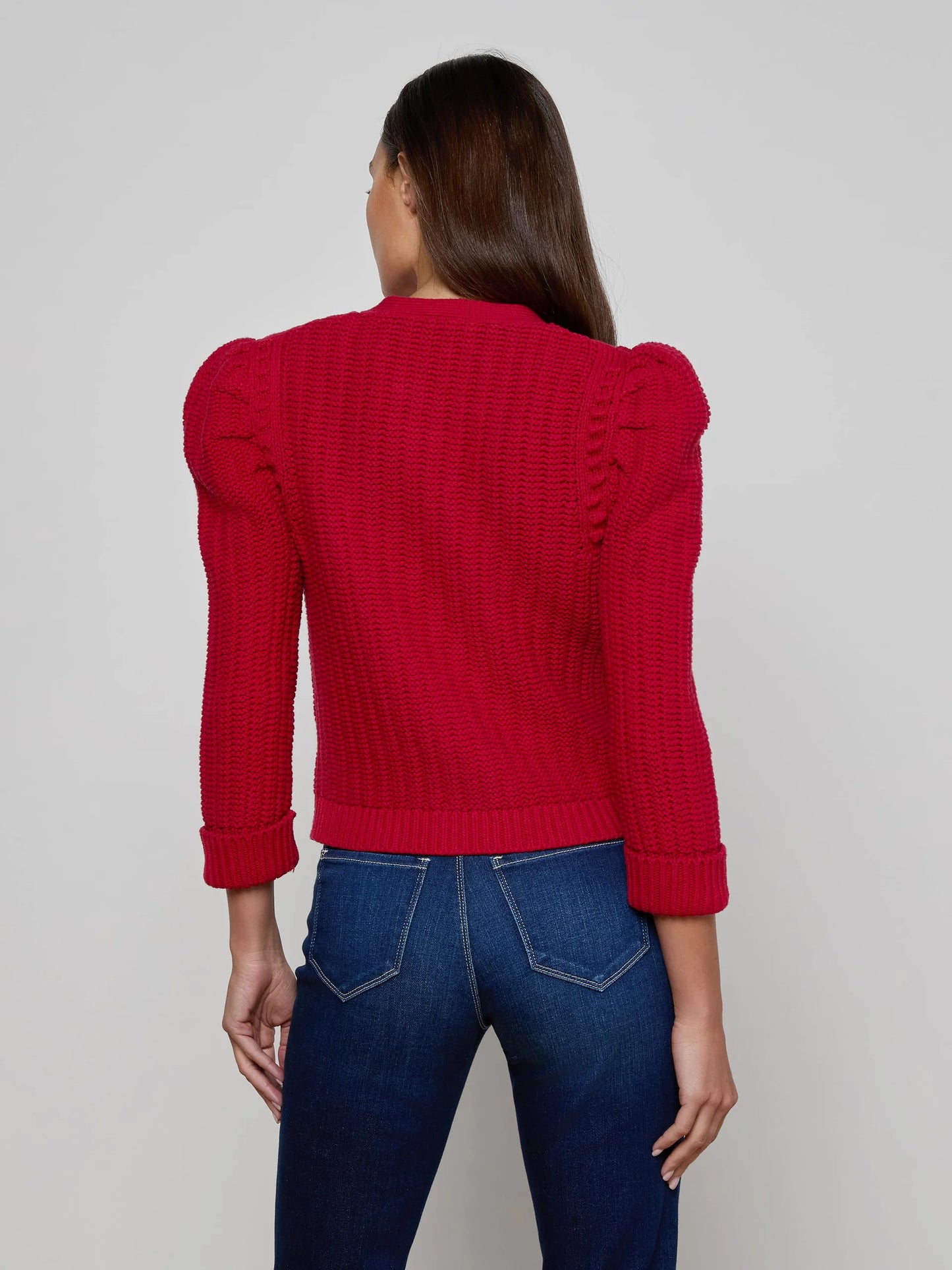 Delli Cropped Cardigan Engine Red/Gold - L'AGENCE