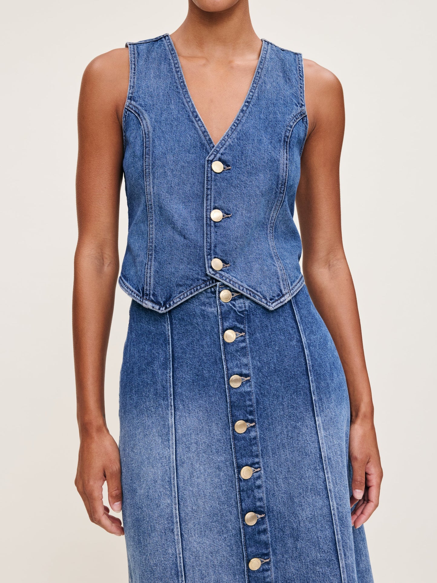 Alma Denim Skirt Button Front Wythe - DL1961