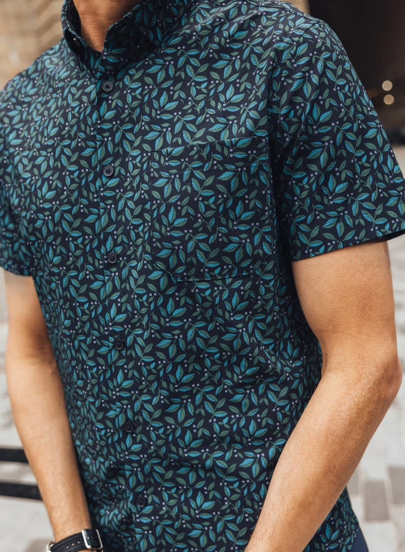 Leeward Short Sleeve Navy Foliage - Mizzen + Main