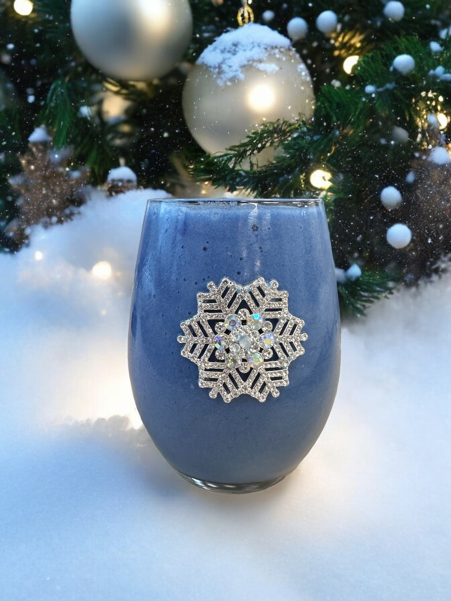 Snowflake Jeweled Stemless Wine Glass - The Queens Jewels