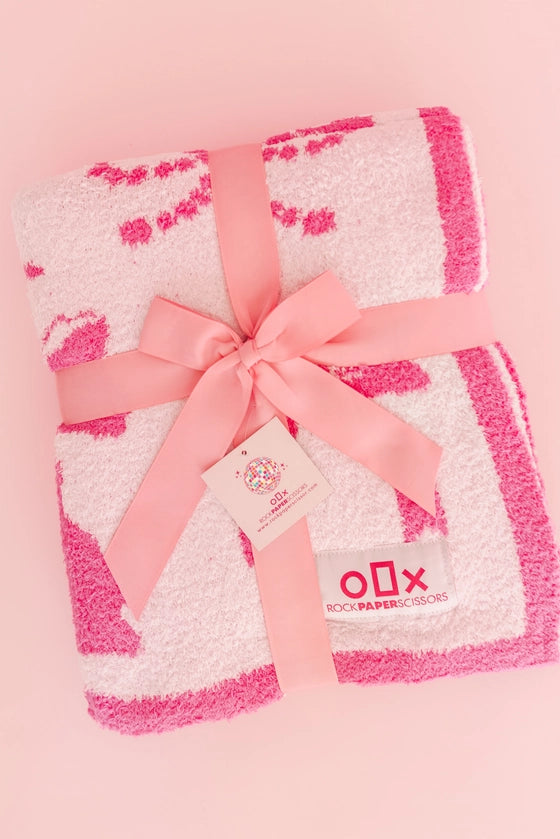 Plush Bow Throw Blanket Pink - Rock Paper Scissors