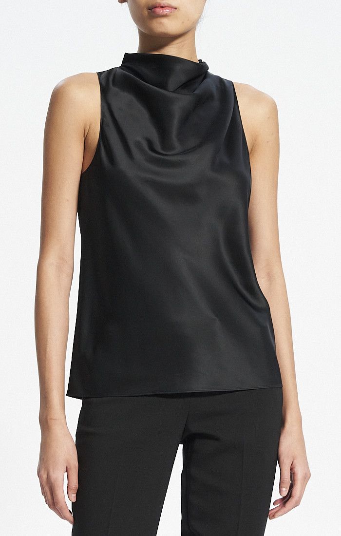 Cowl Neck Sleeveless Top Black - Theory Women's