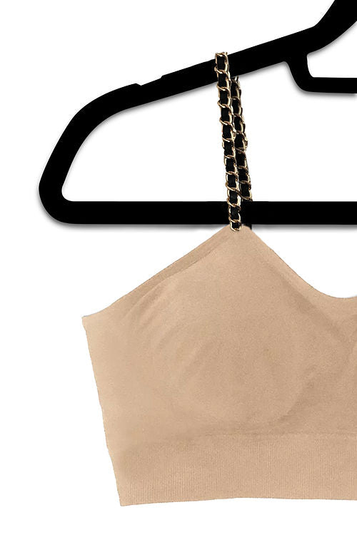 Nude Bra Black/Gold Chain Strap