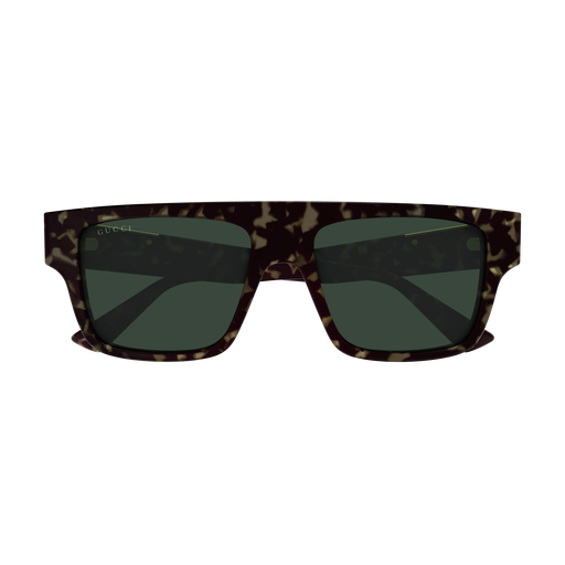 Mens Rectangular Sunglasses Havana/Green - Gucci