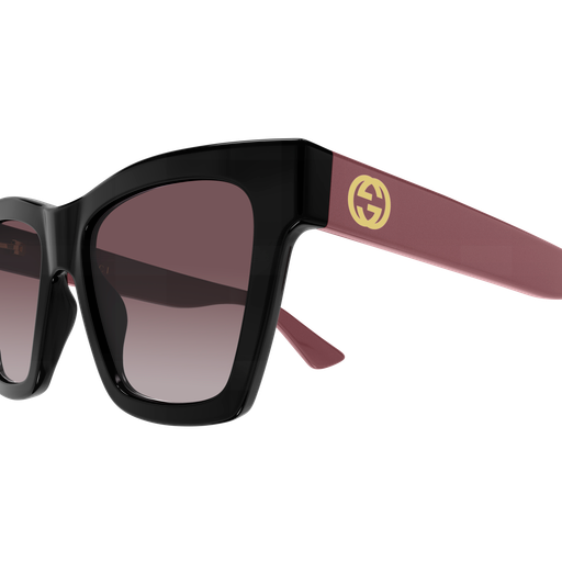 Square Sunglasses Black/Burgundy - Gucci