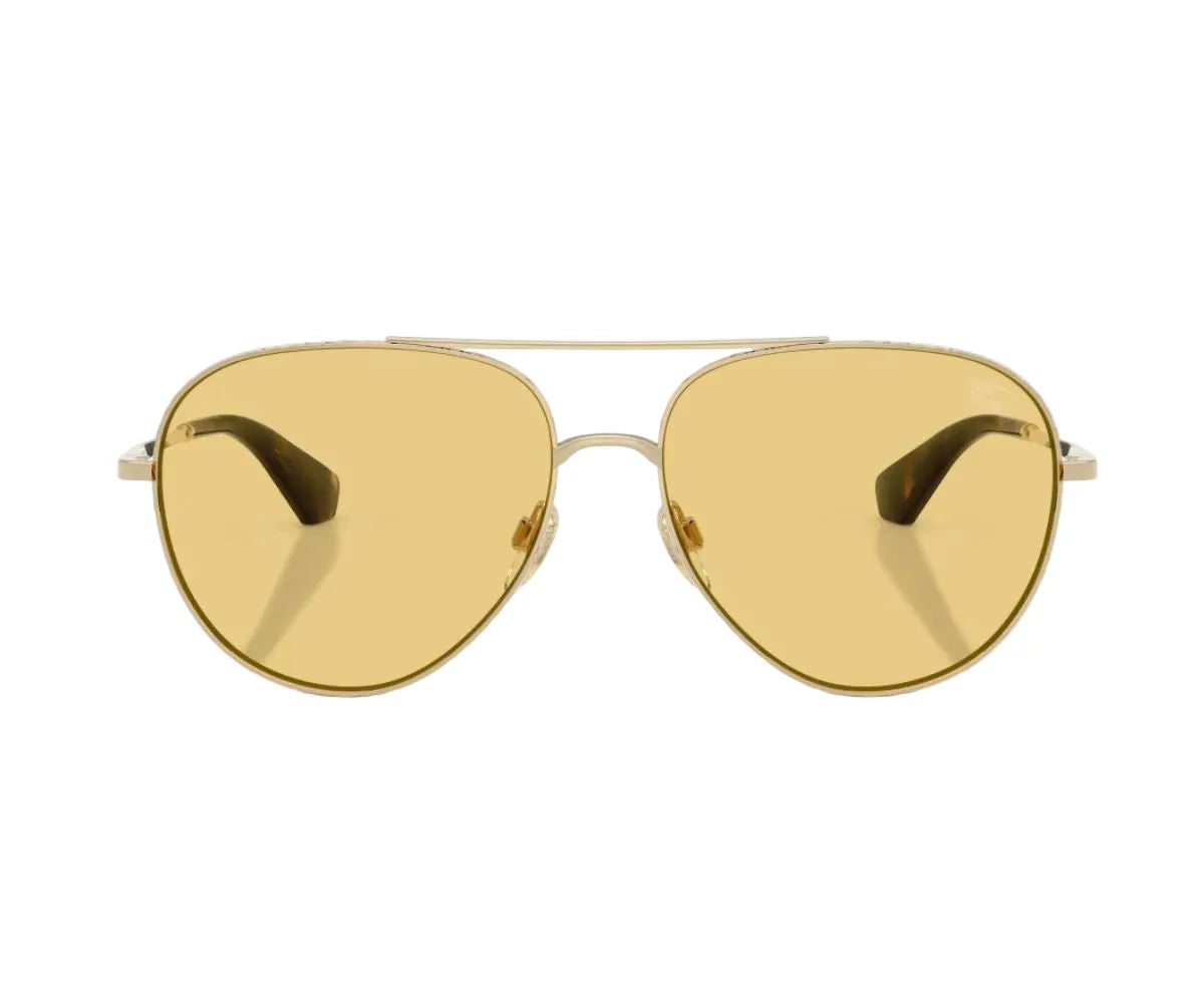 Metal Check Aviator Sunglasses Yellow - Burberry