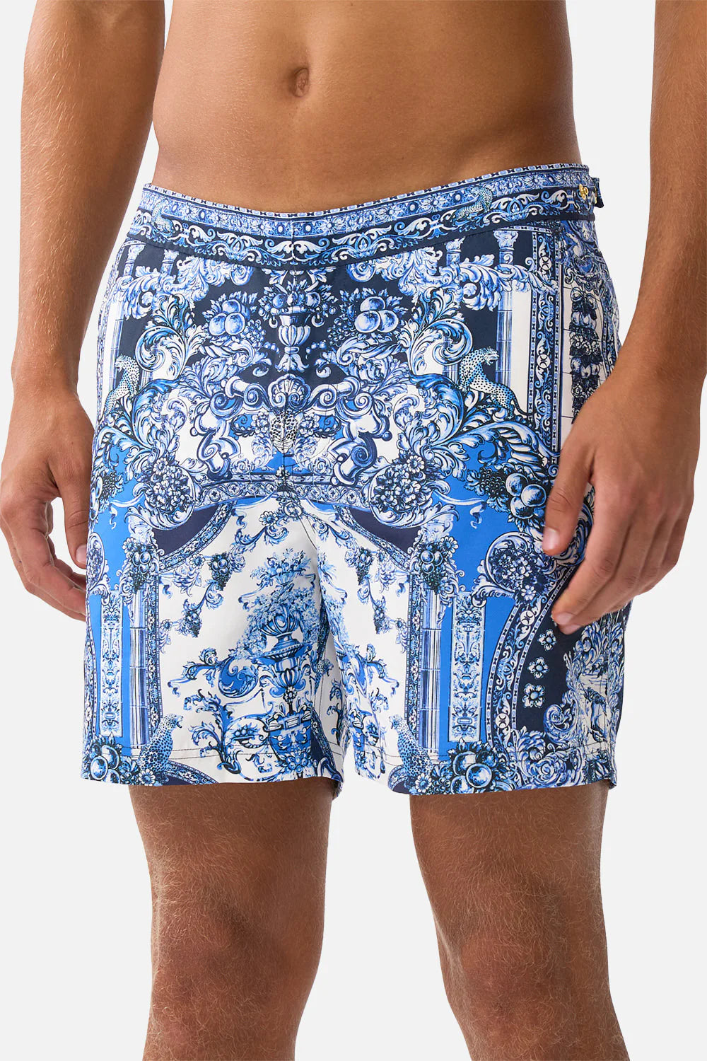 Mid Length Boardshort With Fixed Waist A Tiled Wonderland - Camilla