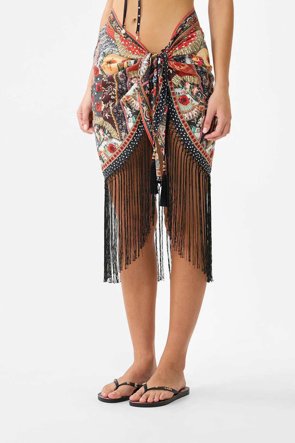 Woven Short Sarong With Long Fringe Trim Daughters Of Duende - Camilla