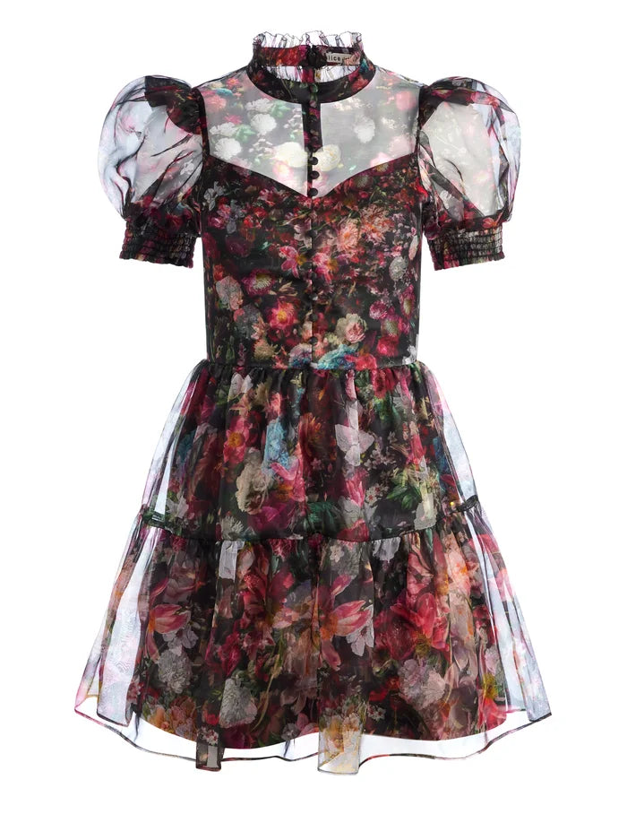 Vernita Puff Sleeve Mini Dress After Midnight - Alice + Olivia