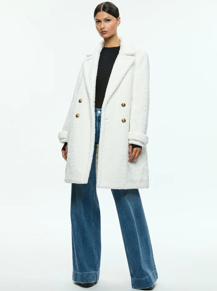 Alice Olivia Townes Teddy Peacoat White Long Coats